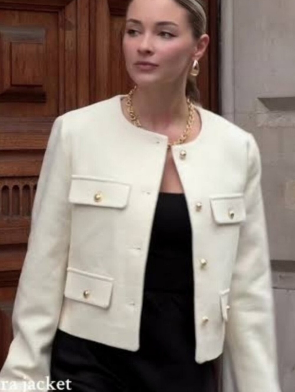 Zara Cropped Button-Front Jacket - Picture 6 of 16